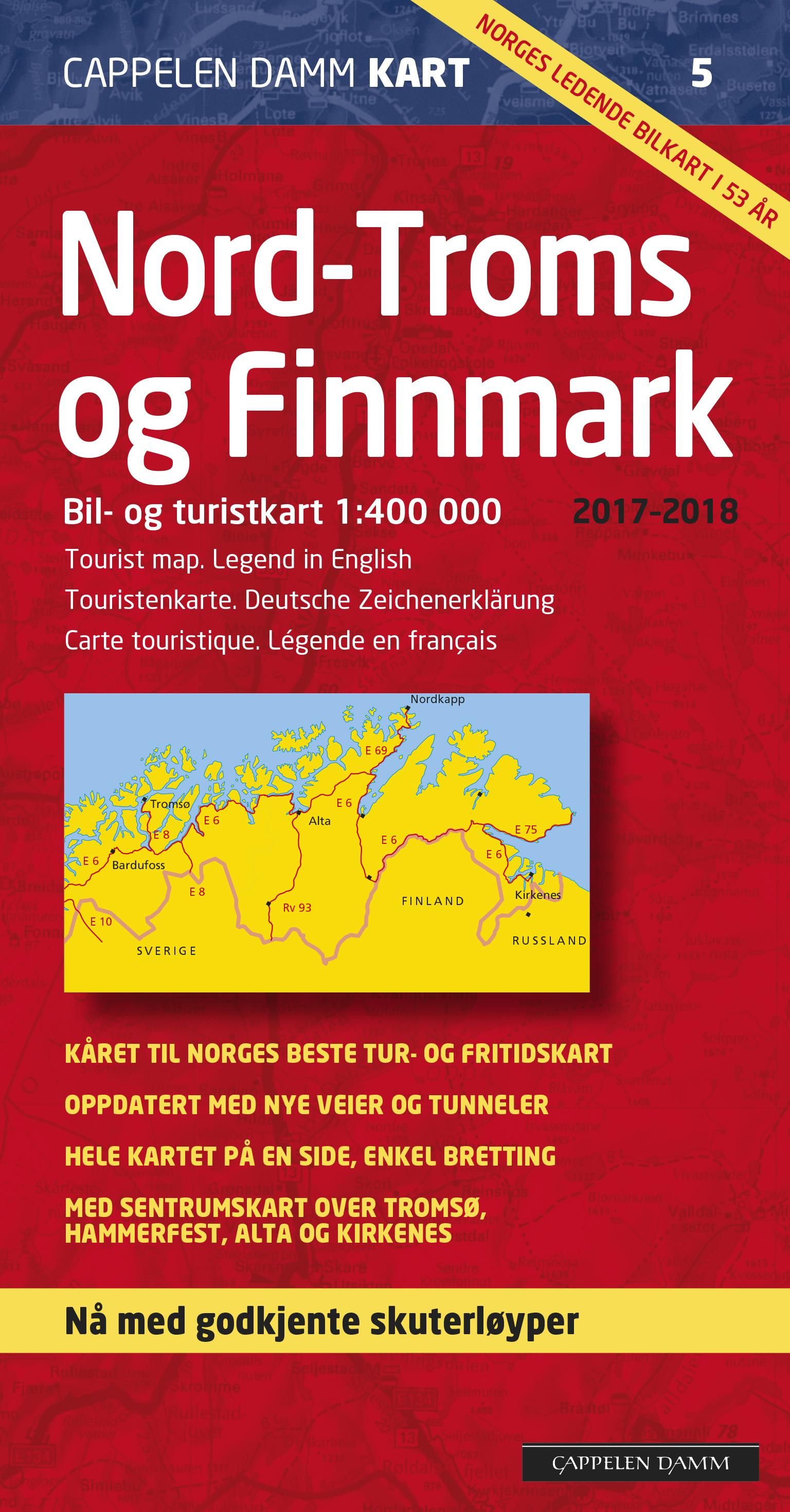 Nord-Troms og Finnmark 2017-2018 - bil- og turistkart = tourist map = Touristenkarte = carte touristique