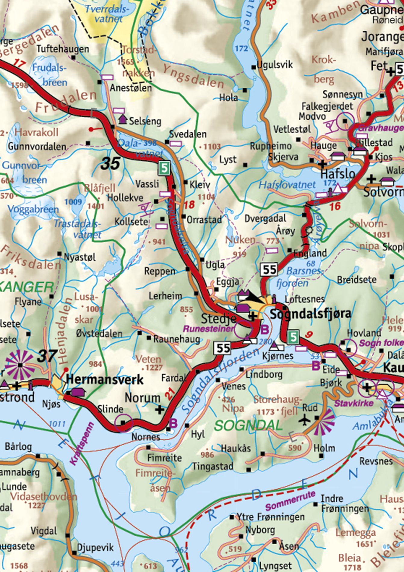 Sør-Norge nord - Cappelen Damms bil og turistkart : blad 2 : 2019-2020