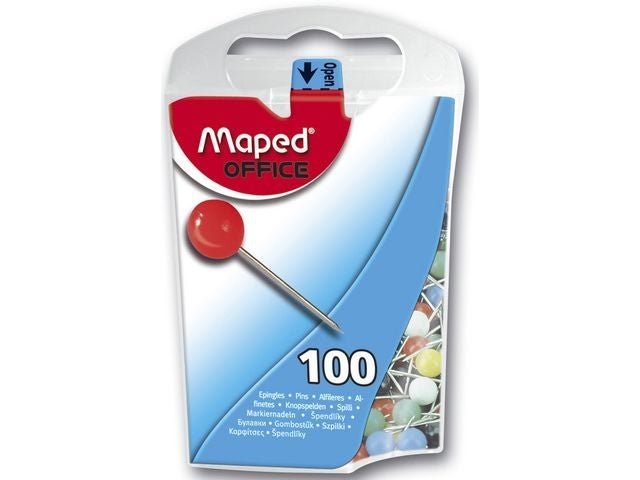 Kartnåler Maped 2mm ass farger (100)