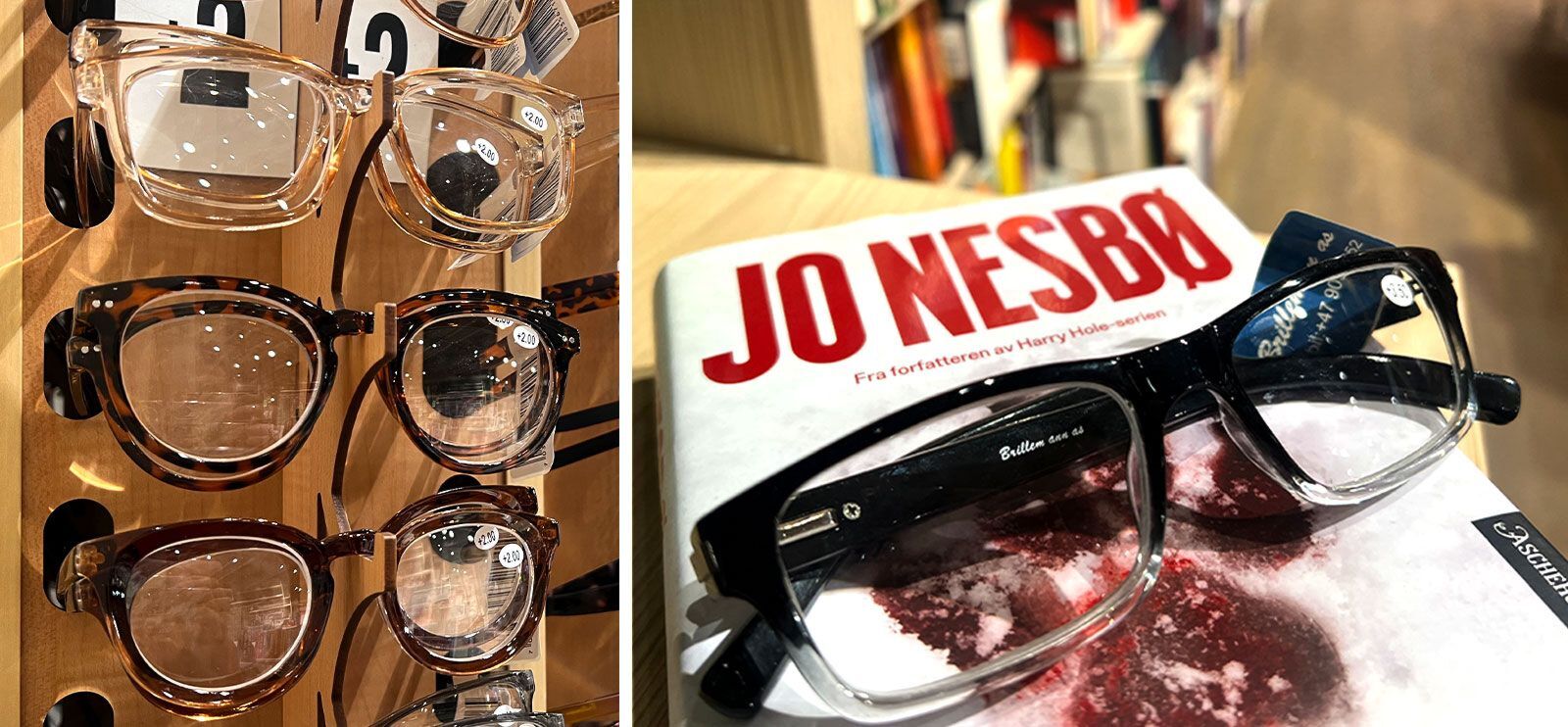 Hos Norli kan du finne stilige lesebriller og gode bøker!