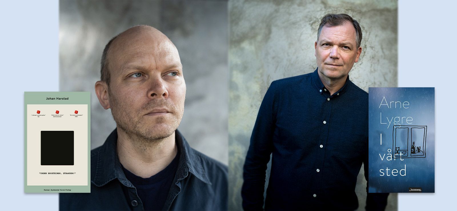 Johan Harstad og Arne Lygre er nominert til Nordisk råds litteraturpris 2025. Foto: Gyldendal/John Erik Riley og Aschehoug/Tine Poppe