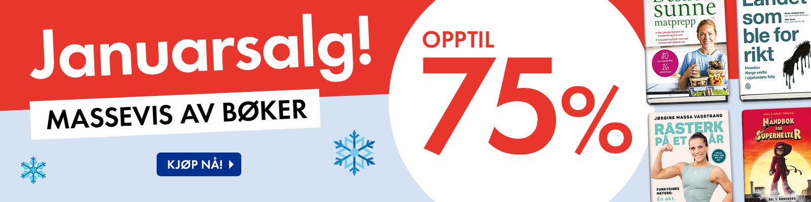 Januarsalg - Massevis av bøker opptil 75%. Januarsalg - Massevis av bøker opptil 75%.