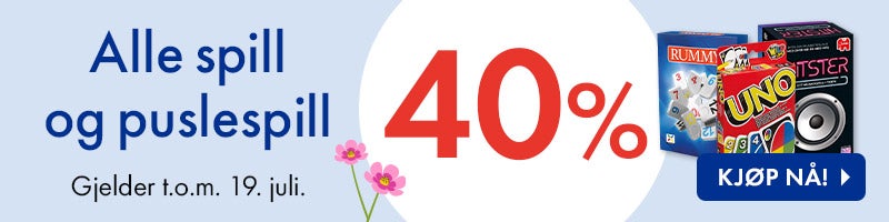 Alle spill og puslespill 40% Alle spill og puslespill 40%