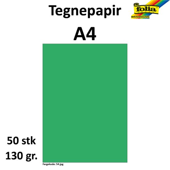 Tegnepapir A4 50 ark, 130g, Smaragdgrønn