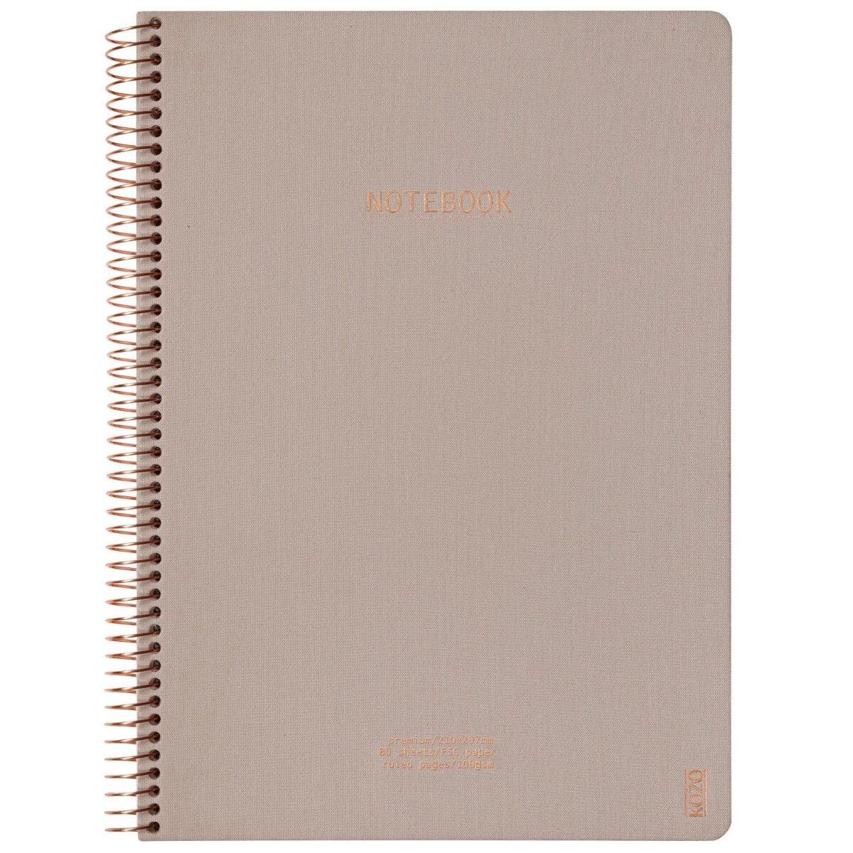Notatbok m/spiral Kozo premium A4 Sand