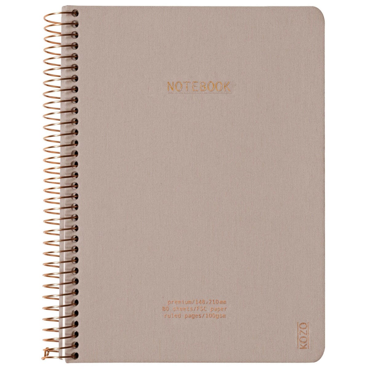 Notatbok m/spiral Kozo premium A5 Sand