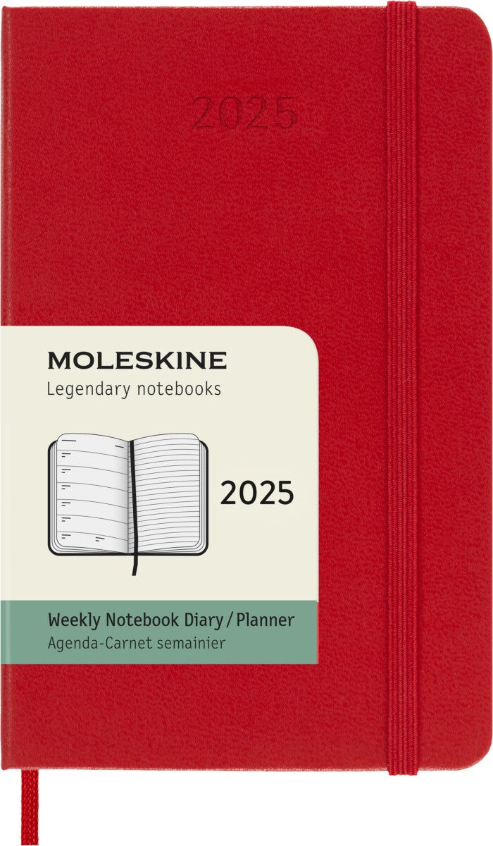 Kalender Moleskine 2025 Hard P Uke Notat Rød