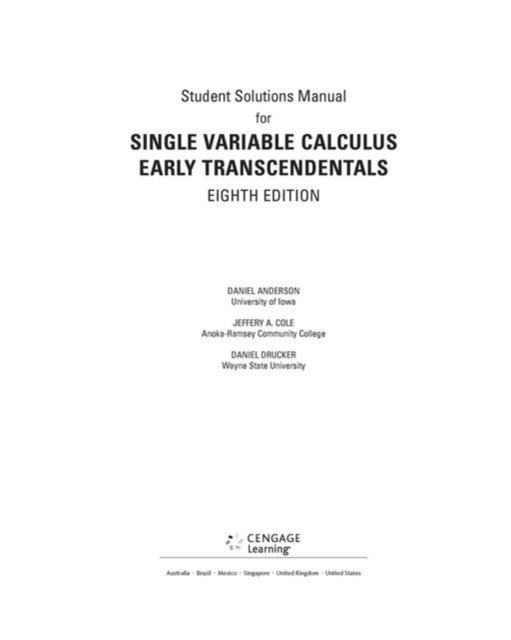 Bilde av Student Solutions Manual For Stewart&#039;s Single Variable Calculus: Early Transcendentals, 8th Av James Stewart