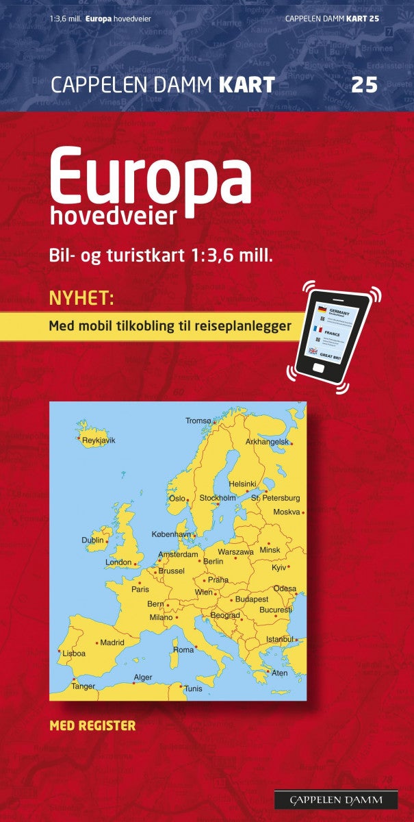 Europa hovedveier - bil- og turistkart