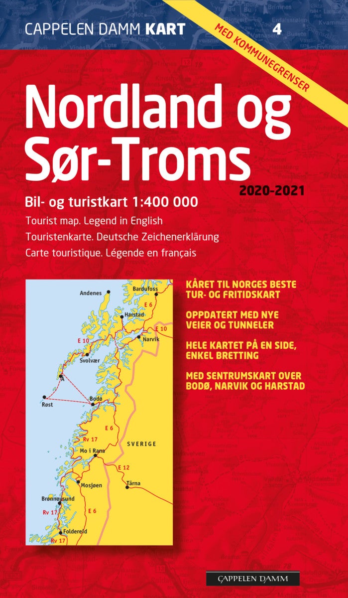 Nordland og sør-Troms 2020-2021 - bil- og turistkart = tourist map = Touristenkarte = carte touristiqu