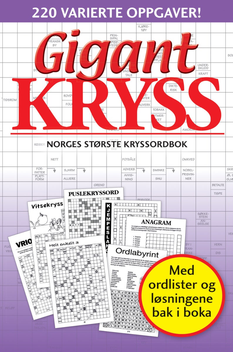 Gigantkryss 5 - Norges største kryssordbok : 220 varierte oppgaver!