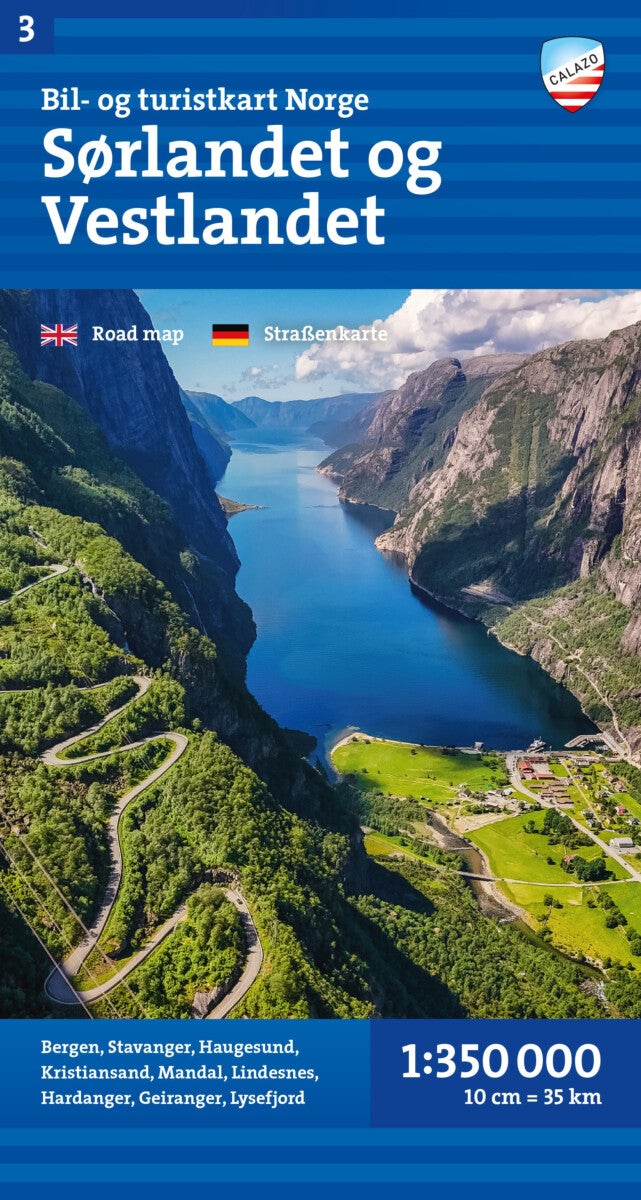 Bil- og turistkart Sør- og Vestlandet