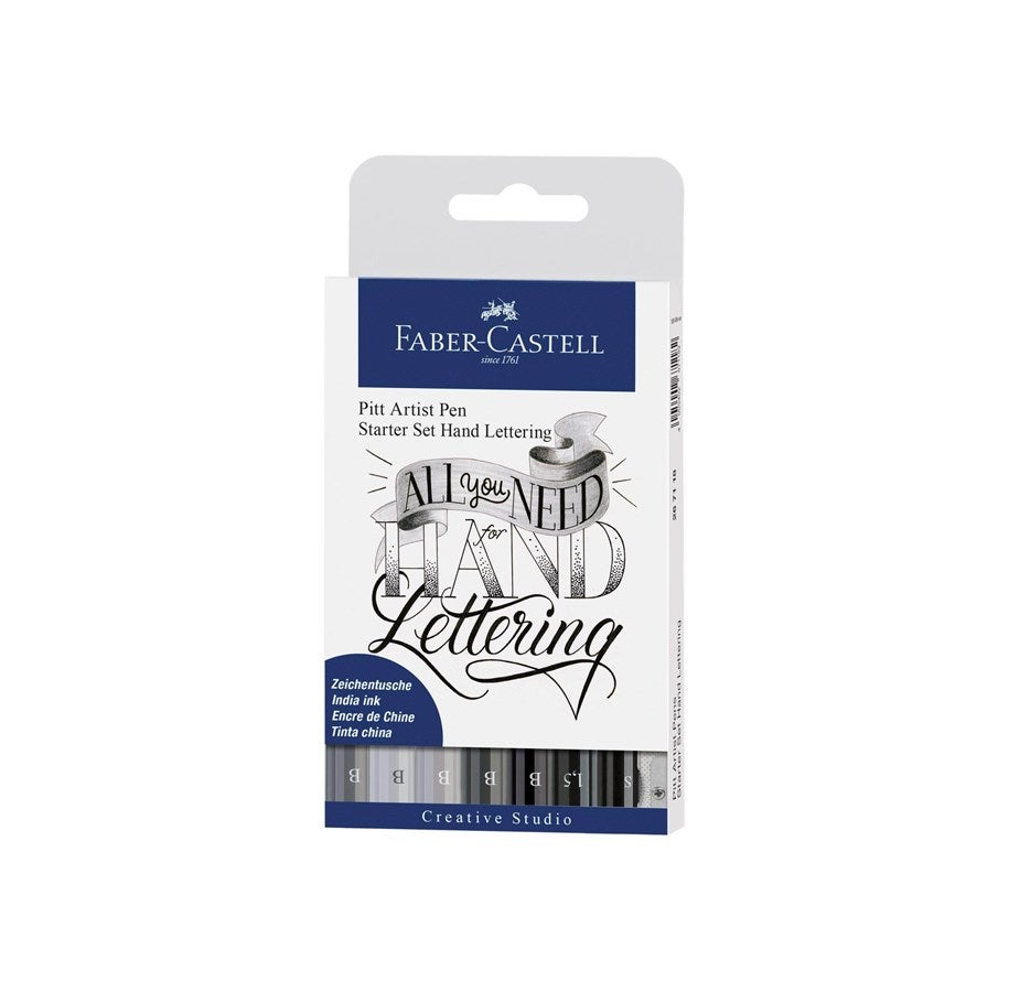 Skrivesett Faber Lettering Svart 8 Stk