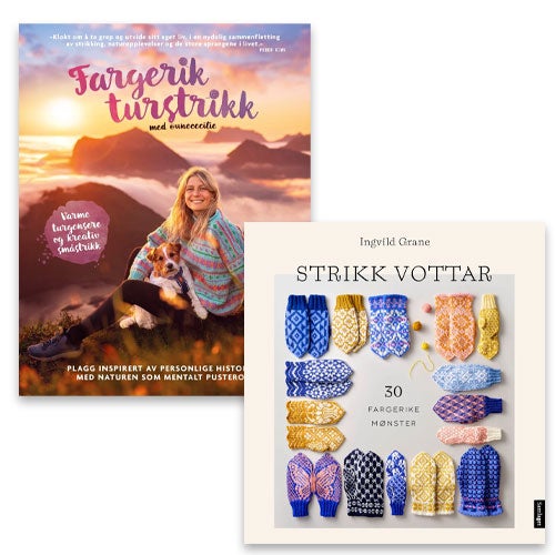 Strikkebøker Gave til henne: Strikkebøker Fargerik turstrikk med Une Cecilie og Strikk vottar - 30 fargerike mønster