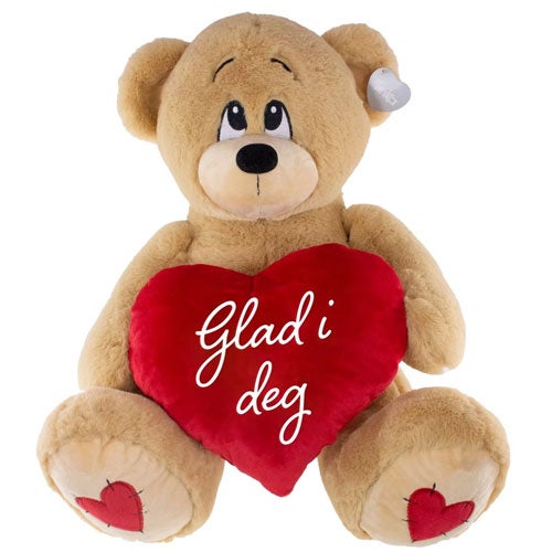 Hjertebamse Gavetips til kjæresten: Bamse 38cm rødt hjerte glad i deg