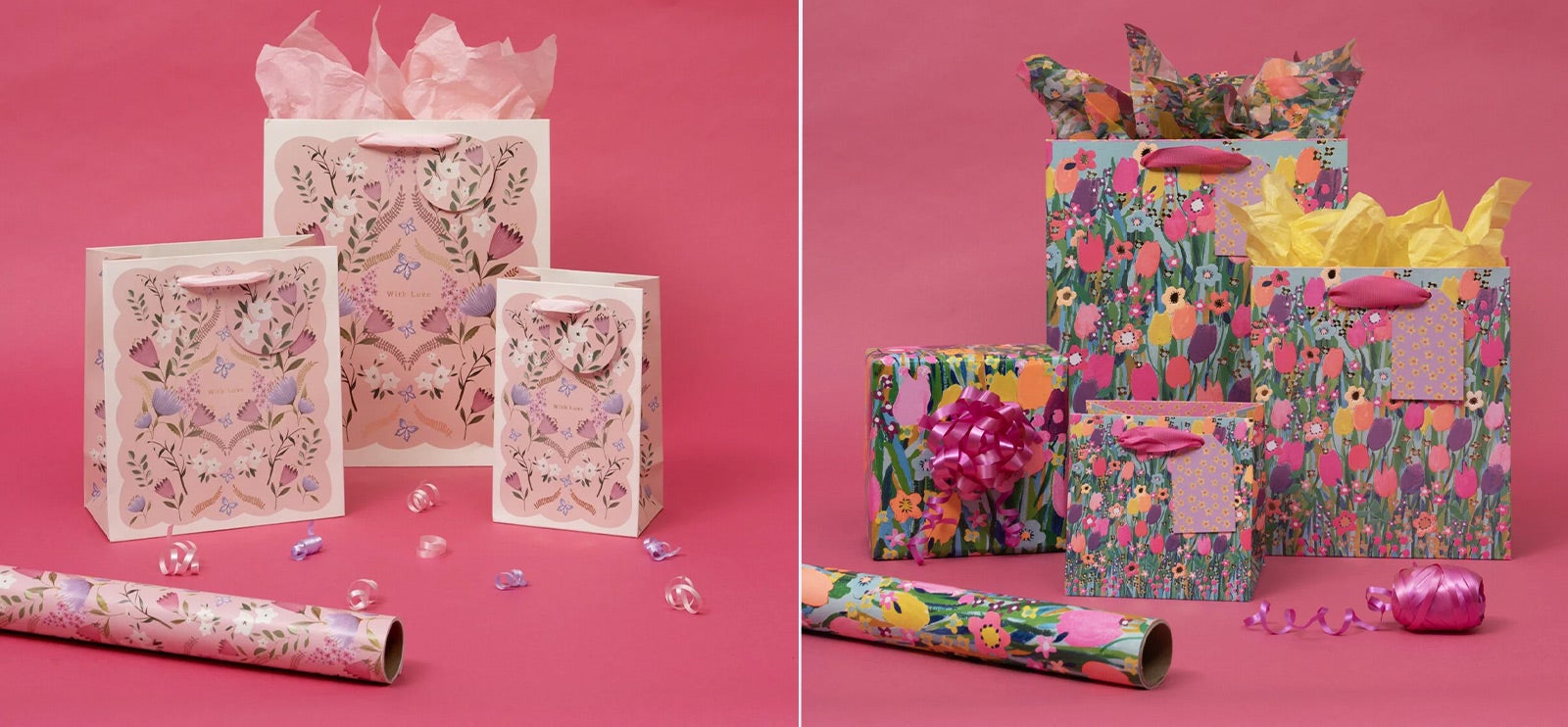 Innpakning til morsdag Innpakning som passer perfekt til morsdagen: gaveposer, gavepapir og gaveesker i vakker design.